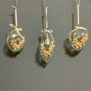 Vintage House of Lloyd Victorian Rose Glass Christmas Ornaments